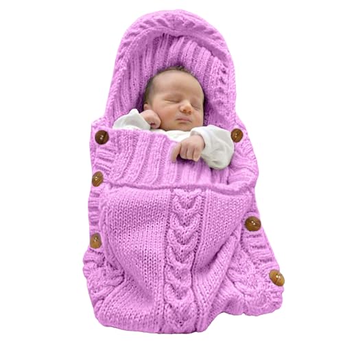 Image of XMWEALTHY Newborn Baby Wrap Swaddle Blanket Knit Wrap Blanket Bag Receiving Blankets Stroller Wrap for Baby Pink 0-6 Month