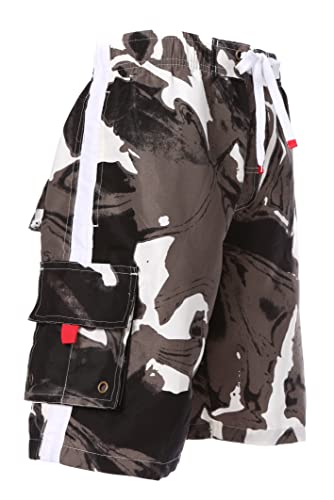 Sakkas Mens Multi Color Wave Design Skate Surf Board Short Swim Trunks