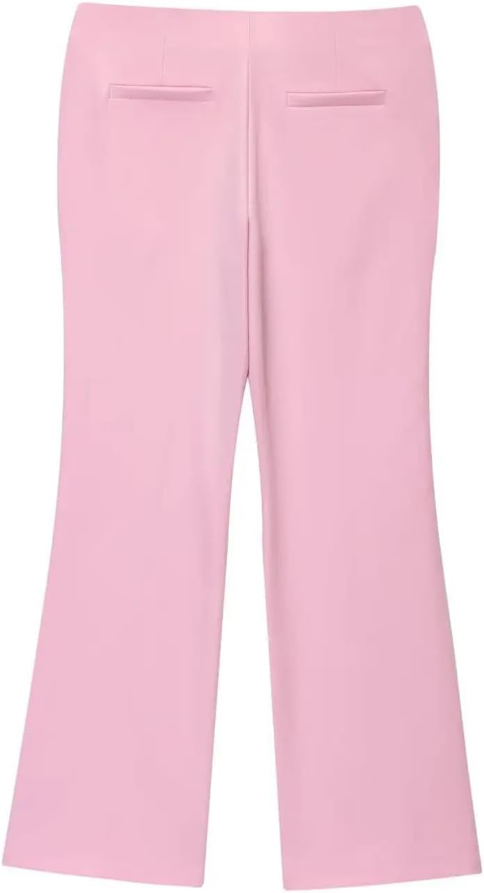 Womens Solid Color Vest Set Sleeveless Waistcoat and Flared Long Pants Summer Daily Outwear