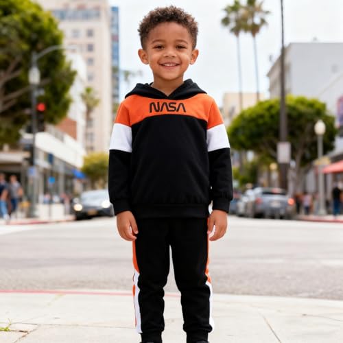 Image of 2-6T Toddler Baby Boy Clothes Long Sleeve Hooded Pullover Colorblock Sweatshirt + Pants 2pcs Fall Winter Outfit Set