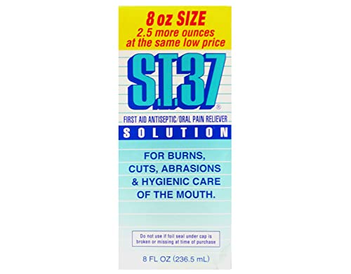 ST.37 Solution – First Aid Antiseptic/Oral Pain Reliever for Burns, Cuts, Abrasions, and Hygienic Care of The Mouth, 8 fl oz (236.5 mL) (Pack of 2)