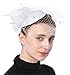 Coolwife Fascinator Hats Pillbox Hat British Bowler Hat Flower Veil Wedding Hat Tea Party Hat (B White)