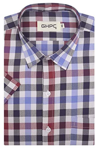 Image of GHPC 100% Cotton Checkered Half Sleeves Regular Fit Formal Shirt for Men