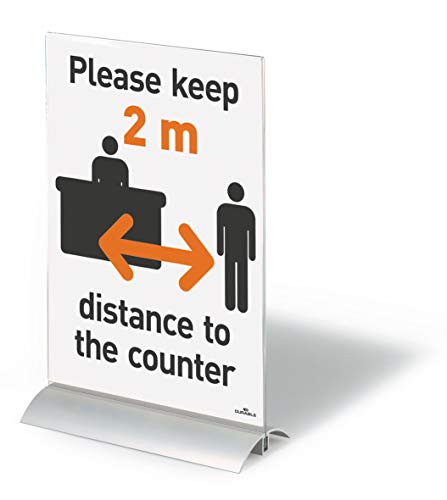 Durable Presenter Sign and Literature Holder Desktop Acrylic with Metal Base A4 Clear Ref 8589/19