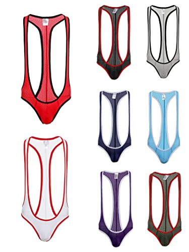 Men's One Piece Mesh Fishnet See Through Jumpsuits Suspenders4