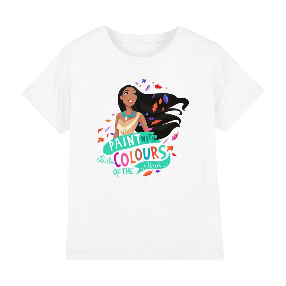 Disney Girl's Pocahontas Colours Of The Wind T-Shirt White 7-8 Years