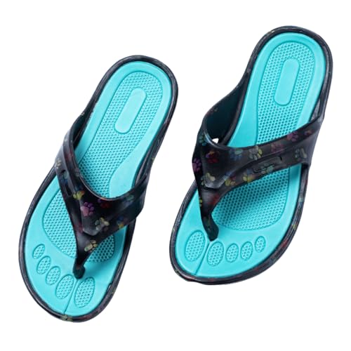 Image of GreaterGood Walking Paws Flip Flops Rainbow Colorful Lightweight Contoured Non Slip Textured Footbed Beach Sandals for Women