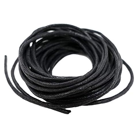 The Bead Shop Waxed Cotton Cord - 2mm 5 Metres Black Cord - Shamballa Macrame - Thread Beading String for Bracelet Necklace jewellery Making - Great for DIY Cover