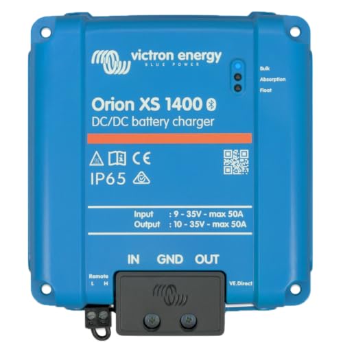 Victron Energy Orion XS 1400 12/24-Volt 50 Amp DC-DC Battery Charger 1400W Output 98.5% Efficiency Bluetooth Monitoring Adaptive 4-Stage Charging IP65 Rated for Dual Battery Systems