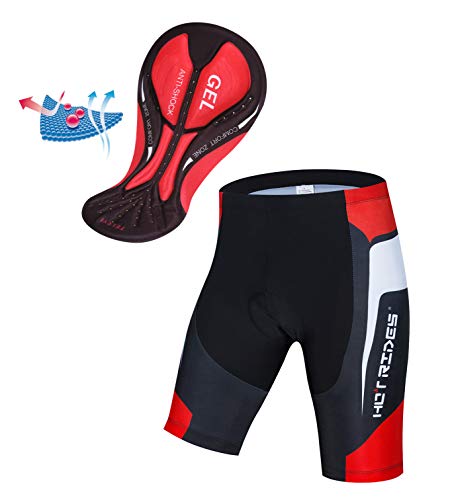 Hot Rides Conjunto masculino de jérsei de ciclismo de secagem rápida e shorts acolchoados com gel 3D