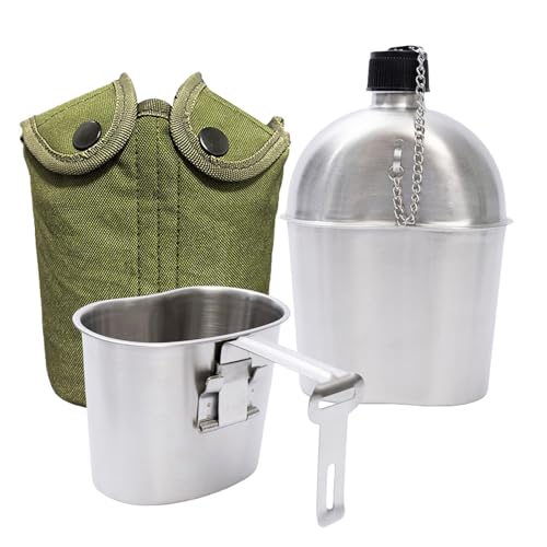 Gourde de camping avec quart et housse pour la randonnée et le plein air