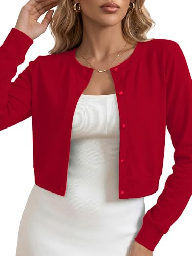 Image of Heymoments Women's Thin Shrugs Long Sleeve Lightweight Cropped Tops Open Front Cardigan for Dress S-2XL