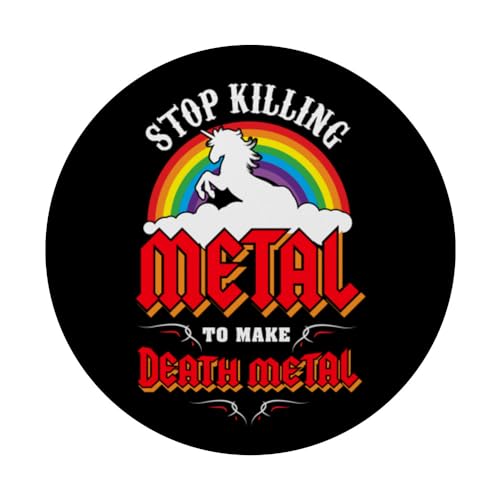 Stop Killing Metal To Make Death Metal Funny Unicorn Meme PopSockets Swappable PopGrip, Black - Image 3