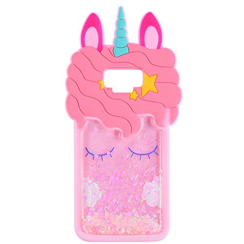 Quicksand Unicorn Case for Samsung Galaxy Note 9, Soft Silicone 3D Cartoon Animal Cover, Kawaii for Daughter,Kids Teens Girls Women Bling Glitter Rubber Unique Character Shell for Galaxy Note 9