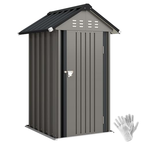 Outsunny Metall Gerätehaus 1,17 m², Geräteschuppen mit Satteldach Lüftung Schloss Handschuhen, 122 x 121 x 192 cm, wetterfest Gartenhaus Outdoor...