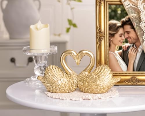 Mini cygne doré résine 9.4 cm objet déco anniversaire et étagère
