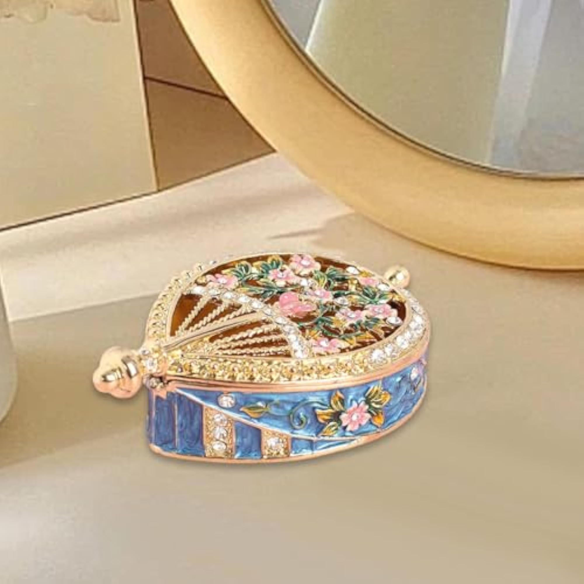 Enamel Jewelry Box Trinket Case Small