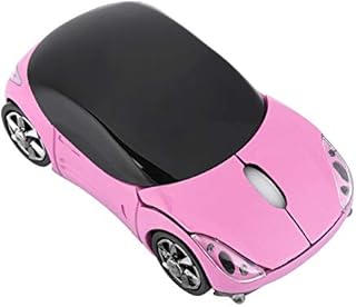 ASHATA Wireless Mouse, 2.4G Sport Car Shaped Mouse Bluetooth Optical Mouse with USB Receiver,Portable Cute 1600DPI Mouse for PC Desktop Laptop Tablet Gaming Office(Pink)
