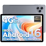 TAB G6 Android 16 Tablet 11 Pollici, 4G LTE 90Hz, 30GB RAM+256GB ROM/TF 2TB, Octa-Core Tablet con Sim, 8000mAh/Gemini AI/Widevine L1/13MP+5MP/OTG/BT5/FACE ID/Doppi altoparlanti/3.5mm Jack-Grigio