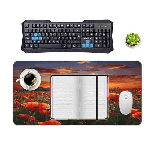 Red Poppy Flower Field Desk Pad 30x60cm anti deslizante miniatura 4