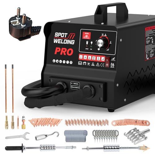 MOTOCOCHE Auto Karosserie Ausbeulmaschine Schweißgerät 3500W Automatisches Punktschweißgerät 6 Modus Dellenabzieher Digitales Panel Karosserie Ausbeulspotter Bolzenschweißer Dellenreparaturset