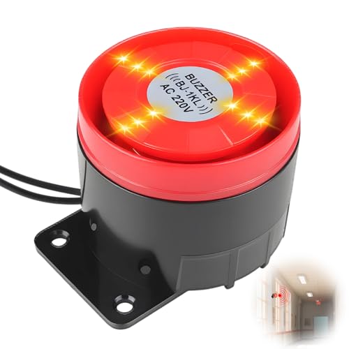 Sirena Alarma 220V 120dB, Sirena Alarma Exterior Sistema De Alarma De Seguridad Doméstica De Alto Decibelio, Alarma De Casa Intermitente Roja para Hogar Oficina Tienda Garaje