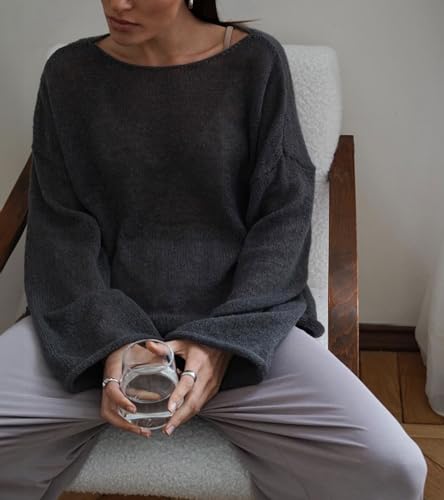 Image of Sweters for Women, Womens Sweater, O-Neck Solid Color See Through Pullover Jumper Shirt Beach