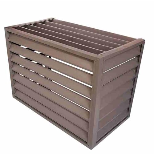 Cubierta de aluminio para aire acondicionado y caja de basura, reducción de ruido, marrón, 110 cm, elegante protección resistente a la intemperie para unidades de aire acondicionado y bomba de calor