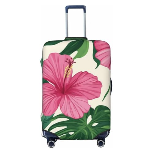Pink Hibiscus Flowers Travel Luggage Covers For Suitcase Elastic Suitcase Protector Anti-Scratch Spandex Baggage Covers Fits 18-32 Inch Luggage X-Large