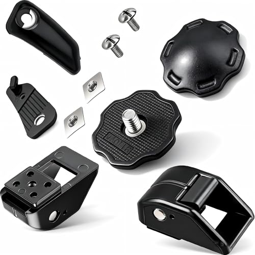 Football Helmet Chin Strap Hardware Bundle for Riddell SpeedFlex, 1 Strap-Loc Fastener Kit, 2 Cam-Loc Housings, 2 Cam-Loc Thumb Screws, Replacement Part for SpeedFlex, Axiom, Speed Icon Helmets, Black