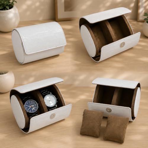 Image of essart Luxury Watch Roll Case - Travel Watch Organizer-Watch Travel Case for 2 Watches | PU Leather Portable Gift Box for Watch Collectors
