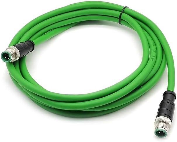 M12 4 Pin D Code Male to Male Ethernet Cable Aviation Plug Communication Industrial Connection Line for Encoder Industrial Automation PLC Network CAT5e Flexible Shield Waterproof 32.8ft/10Meter(6.56ft