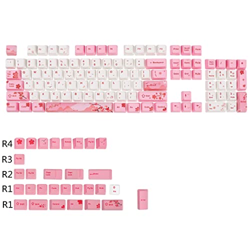 Image of GTSP 104 Japanese Keycaps, Cute Anime Key caps 87 Custom Gaming keycap Set of Dye Sublimation OEM Profile for Cherry Mx Gateron Kailh Switch, for GK61 /GK64 /RK61 /Anne 60% Mechanical Keyboard (Sakura)