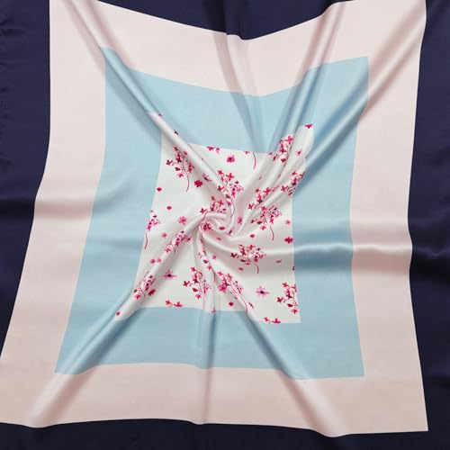 Image of Satin Silk Small Square Scarf for Women, Printed Soft and Comfy Neck Head Tie Scarf Bandana