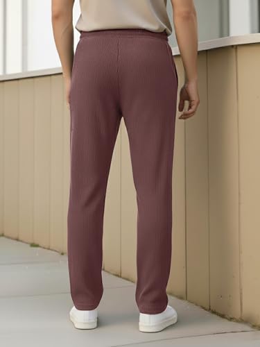 Image of Pinkmint Men's Poly-Lycra Loose Fit Trousers, Korean-Style Casual Pants with Side Pockets, Comfortable Travel (Available in Plus Sizes)