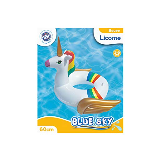 Blue Sky Bouée Licorne Gonflable et Chevauchable – Blanc 50 cm x 60 cm – Jeu de Plein Air dès 3 ans BLUESKY 069332 Aufblasbarer Schwimmring Einhorn – weiß – 50 cm x 60 cm – Outdoor-Spiel ab 3 Jahren – Bild 4