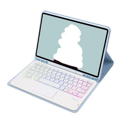 Teclado para iPad 11 y 10 generación de 10.9 pulgadas con funda de cuero azul y soporte de lápiz