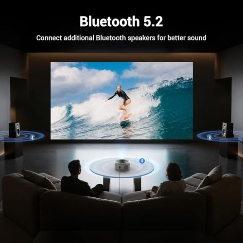 Image of HAPPRUN 1500 ANSI Lumens Outdoor Projector with Built-in Streaming Apps, 4K Decoding Resolution, Auto Focus, Dolby Audio, Smart Projector with WiFi 6 and Bluetooth 5.2, Indoor Home Theater