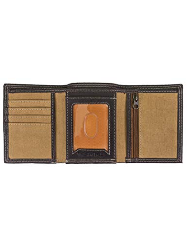 Timberland PRO Men's Canvas Leather RFID Trifold Wallet with Zippered Pockets4