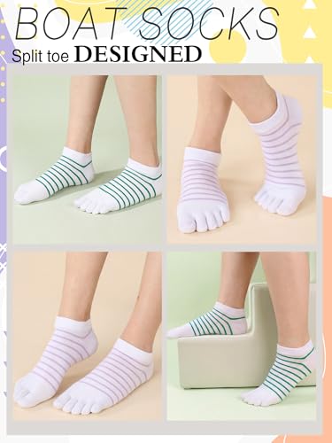 Image of Sintege 5 Pairs Stripe Toe Socks Women Colorful Finger Sock with Toes Separated Ankle Socks for Athletic Running Women Men