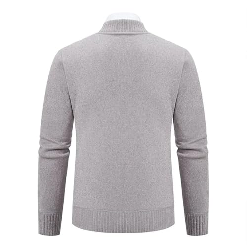 Spring and Winter Men's Zipper Cardigan Top Long Sleeved Solid Color Thick Stand Up Collar Warm Knit Cardigan3