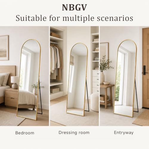 NBGV 57"x17" Floor Mirror Full Length, Arched Full Length Mirror Gold - image 4
