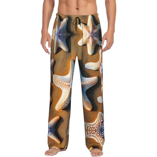 Pantalon de pyjama étoile de mer Noir XXXL à jambes larges avec poches pour homme et femme