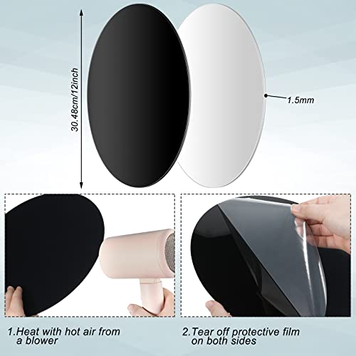 2 Pieces 12 Inch Reflective Display Table Riser Professional Product Photography Black And White Background Product Display For Product Table Top Photography Shooting #TOP2