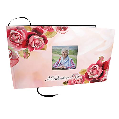 Image of Rose Celebration of Life Funeral Guest Book for Memorial Service