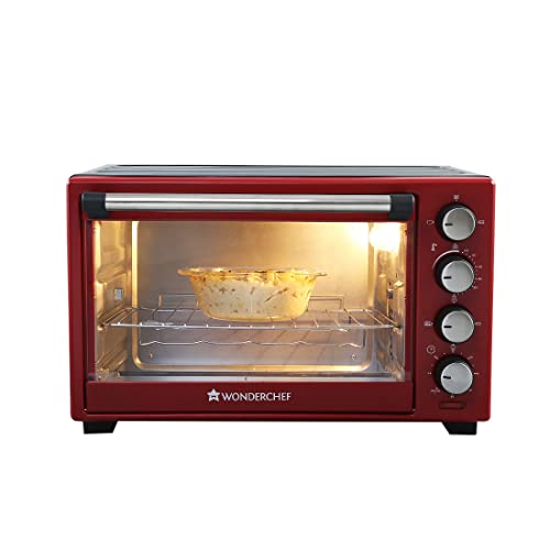 Image of Wonderchef Oven Toaster Griller (OTG) Crimson Edge - 28Litres - With Auto-Shut Off Heat-Resistant Tempered Glass Multi-Stage Heat Selection 2 Yrs Warranty 1600W RedBake Grill RoastEasy Clean
