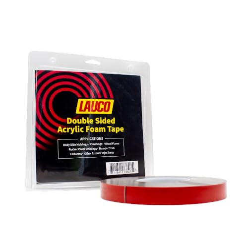 LAUCO Double Sided Acrylic Foam Tape - Permanent Dark Gray, Weatherproof, Long-Term Durability - Strong Double Stick Foam Tape for Wall Poster, Automotive Mounting, Car Trim Tape (1/4” x 20 YDS)