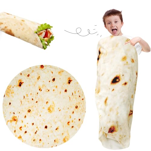 Image of Kids Tortilla Blanket 1 2 3 4 5 Year Old Boy Birthday Gift, 49 Inch Burritos Kids Blanket Funny Kindergarten Graduation Gifts for Boys, Taco Food Blanket, Soft Comfortable Flannel Throw Blanket