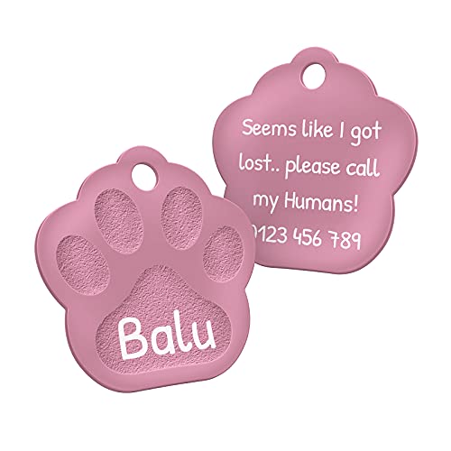 ENGRAVO Hundemarke Pfote Pink mit Gravur