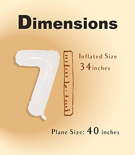 Image of SUWEN 40 Inch White Large 7 Balloon Number Big Foil Helium Numbers 0-9 | Giant Jumbo Happy 7th Birthday Party Decorations for Men or Women Huge Mylar Anniversary Party Supplies